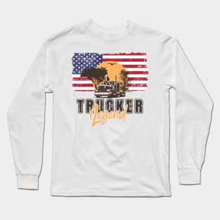 USA Husband dad trucker  legend Long Sleeve T-Shirt